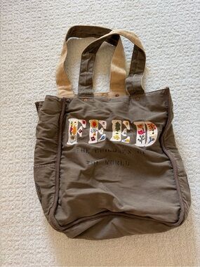 FEED Embroidered Floral Canvas Tote - Olive